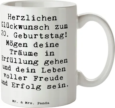 Produktbild von Mr. & Mrs. Panda Kaffeetasse Spruch 20. Geburtstag - Weiß - Geschenk, Tasse, unvergessliche Momente, bedruckt, Träume, Glückwunsch, Happy Birthday, Freundin, Feier, Alter