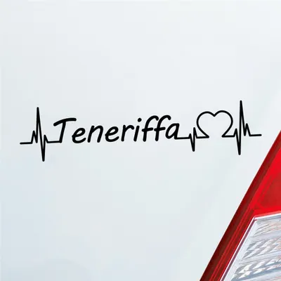 Produktbild von Auto Aufkleber Teneriffa Puls Herzschlag mit Insel Motiv 19x5 cm Schwarz Glanz Sticker Heckscheibenaufkleber