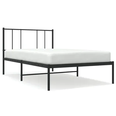 Image de vidaXL Cadre de lit avec tête de lit en métal noir 90x190 cm