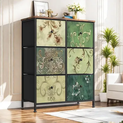 Image de Commode Fortuna Lai avec 6 tiroirs en tissu, sideboard pour la cuisine, le bureau, l'entrée, armoire TV