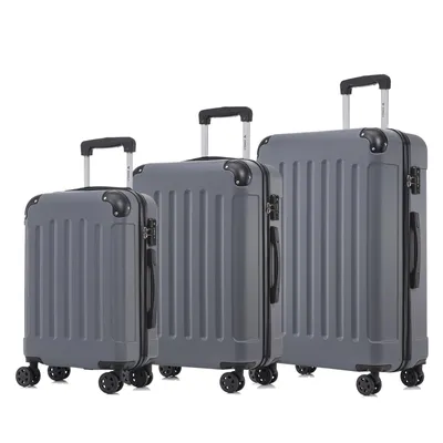 Produktbild von yonsly Premium Reisekoffer TSA-Schloss,YKK-Reißverschluss Hartschalen-Koffer Kabinenkoffer Rollkoffer Suitcase Handgepäck (Grau M-L-XL-Set)