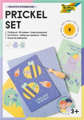 Produktbild von Prickel-Set für Kinder ab 3 Jahren, 8-teilig, mit 6 Tier-Motiv-Karten 10,5x14,8 cm