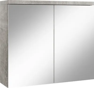 Immagine prodotto di Badplaats Armadio a specchio Toledo 80 x 60 cm Grigio cemento - Armadio da bagno con specchio e 2 ante