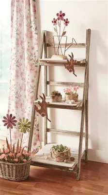 Produktbild von Klappregal aus Holz, weiß / braun, Shabby Chic, 3 Böden