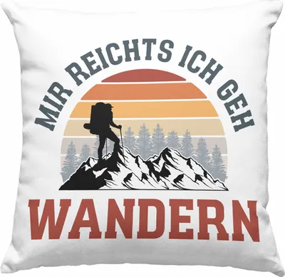 Produktbild von Trendation - Mir Reichts Ich Geh Wandern Deko-Kissen mit Füllung 40x40 Geschenk  Deko-Kissen mit Füllung 40x40 Wander Kaffeebecher Lustiger Spruch (Grau)
