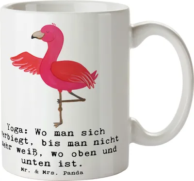 Produktbild von Mr. & Mrs. Panda Kaffeebecher Yoga Balance - Weiß - Geschenk, Tasse, Sportart, Flexibilität, Körper und Geist, Teetasse, Sportler, Trinkbecher, Teamsport, Keramiktasse