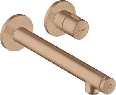 Imagen del producto de Grifo para lavabo de encimera AXOR UNO 220 UP, para montaje en pared, acabado en dorado cepillado