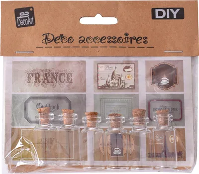 Produktbild von TE-Trend 6 Stück Mini Glasflaschen Gläser Fläschchen mit Korken Geschenk Glasfläschchen Kork Etiketten Fläschchen Klar