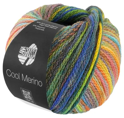 Produktbild von Lana Grossa COOL MERINO 50 g leichtes Kettengarn aus klassischer Wolle 150 m Farbe 311 - Grün/Gelb/Blau/Petrol/Dunkeloliv/Ocker/Flieder/ Pink