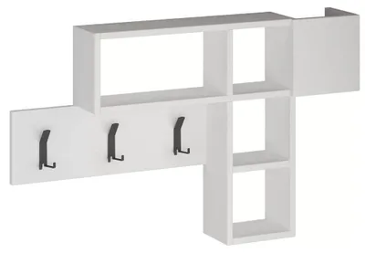 Wandkapstok mit 9 Haken, 3 Ablagen, MDF, 99,5x61x15 cm, weiß