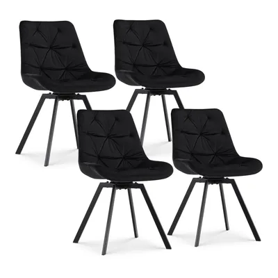 Produktbild von CLIPOP Esszimmerstühle drehbar 4er-Set, Samt Drehstuhl ohne Armlehnen,Schwarz