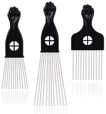 Immagine prodotto di Set per acconciature afro – Pettine afro – Set di pettini – Acconciatura afro – Pettini per capelli afro – Capelli ricci – Set da 3 pezzi – Plastica con acciaio – CHPN