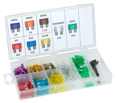 Imagen del producto de Juego de fusibles y extractor, en caja, 97 piezas, de 3 a 30A