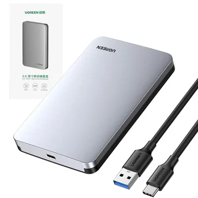 Produktbild von Ugreen Taschengehäuse für 2,5 '' SATA 3.0 6Gbps Festplatte grau + Kabel USB - USB Typ C 0,5m (CM300)