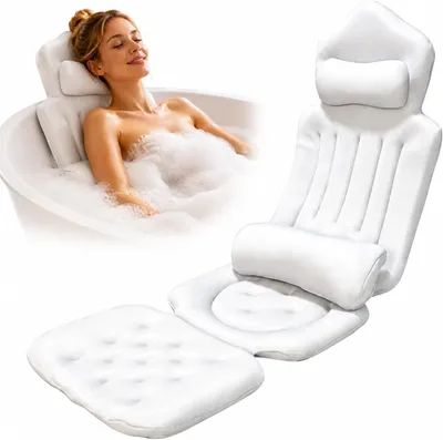 Imagen del producto de Almohada para la espalda con reposacabezas, diseño ergonómico, 134 x 41 cm, para un baño relajante