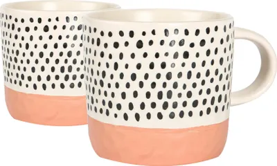 Produktbild von Nicola Spring Kaffeetassen aus Keramik mit Punkten, 385 ml, Rosa, 2 Stück