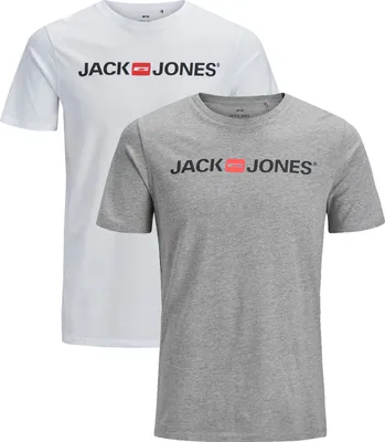 Produktbild von JACK & JONES Rundhals T-Shirt 2-er Stück Pack Kurzarm Shirt Basic Set JJECORP Größe: S