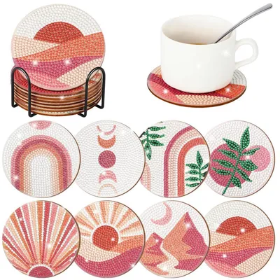 Produktbild von Diamond Painting Untersetzer Set Weihnachten 8 Stück rutschfest Bastelset für Erwachsene Anfänger