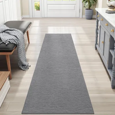 Zdjęcie produktu dla Dywan chodnik 43 x 150 cm, szary, antypoślizgowy, plamoodporny, prany, do kuchni