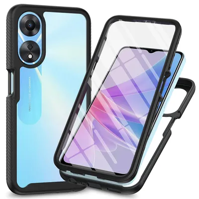 Immagine prodotto di Custodia per OPPO A78 5G, paraurti con protezione dello schermo integrata a 360° custodia protettiva per tutto il corpo nero