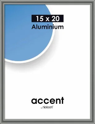 Image de Cadre photo Nielsen Accent en aluminium, dimensions 15x20 cm, finition gris acier brillant