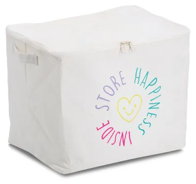Produktbild von ZELLER 14550 Aufbewahrungsbox HAPPINESS mit Reißverschluss, Polyester/Baumwolle ca. 39 × 29 × 30 cm