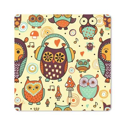 Produktbild von MuchoWow® Mauspad Mousepad Eule - Kopfhörer - Muster 30x30 cm - Mousepads - Maus Mat - Pad - Mausunterlage - Gaming