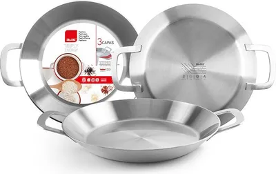 Image de Ibili Tricapa poêle à paella en acier inoxydable 38 Cm argent argent One Size
