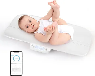 Produktbild von COSTWAY Babywaage Digtal, Kinderwaage bis 30kg Tragkraft, Säuglingswaage Stillwaage Tierwagge, Gewichts- und Höhenskala, Tara-und Haltefunktion