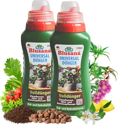 Produktbild von Blusana Universal Flüssigdünger 500 ml NPK 6-3-6 Konzentrat mineralischer Volldünger für Zimmerpflanzen Balkonpflanzen Gartenpflanzen Kräuter Gemüse und Hydrokultur