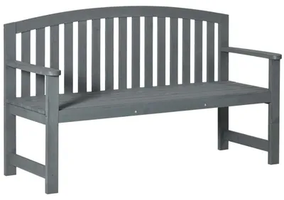 Image de Banc de jardin en bois 2 places, capacité de charge de 240 kg, avec dossiers, gris
