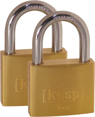 Imagen del producto de Candado de latón, 25 mm, juego de 2 unidades, con llave, para mayor seguridad