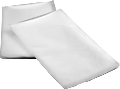 Two white vacuum seal bags are shown on a white background.