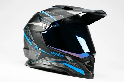 Produktbild von BNO Cross-3 Integralhelm, Crosshelm mit Visier,Motorradhelm, Visier Wechselbar, Schild Abnehmbar, volle ECE Prüfung, Matt Schwarz/Blau, + zusätzliches Rainbow Visier, Größe S