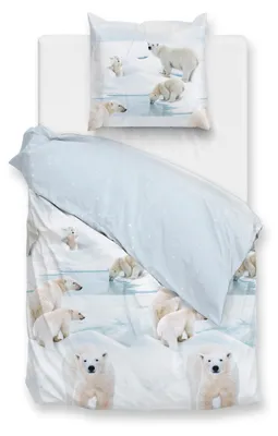 Produktbild von Zohome Polare Bettbezug - 155x220 cm – 100% Baumwoll-Flanell – Hochwertige Bettwäsche mit motiv – Weich - Atmungsaktiv und Hautfreundlich – inkl. 80x80 cm Kissenbezug – Blau