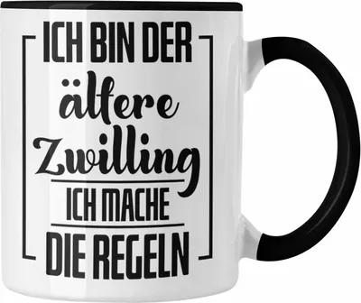 Produktbild von Trendation - Lustige Tasse für ältere Zwillinge Lustiges Geschenk mit Spruch (Schwarz)