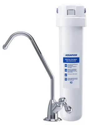 Produktbild von AQUAPHOR Crystal Solo Trinkwasserfilter mit K2 Kartusche gegen Chlor, Pestizide, Schwermetalle, Bakterien und organische Verunreinigungen bis 3 Mikron