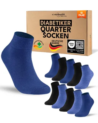 Produktbild von Diabetikersocken Herren Damen kurz ohne Einschneiden - 70218T Hellblau Dunkelblau Schwarz 43-46 10 Paar
