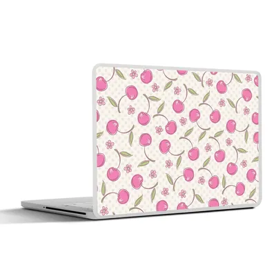 Produktbild von MuchoWow® Laptop Aufkleber Sticker Cover Kirschen - Blumen - Tupfen - Muster 25x18 cm - Laptop-Deko