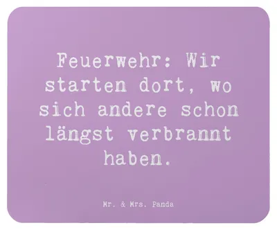 Produktbild von Mr. & Mrs. Panda Mauspad Spruch Feuerwehrmann Helden - Lavendeltraum - Geschenk, Beruf, mousematte, Berufsgestaltung, Feuerwehr, Einsatz, Mouse Pad, pc mausunterlage