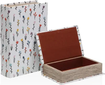 Produktbild von Dekorative Box Versa Blume Leinwand Holz MDF Buch