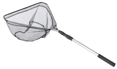Immagine prodotto di Rete da pesca pieghevole, lunghezza 1,5 m - Asta telescopica - Materiale: lega di alluminio - Peso: 340 g - Manico regolabile da 52 a 118 cm