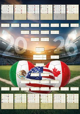 Produktbild von WM 2026 Spielplan Poster DIN A1 Hochformat für 48 Nationen mit zwölf Gruppen zum Ausfüllen