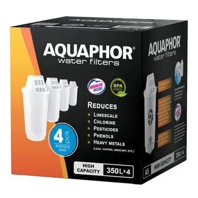 Produktbild von AQUAPHOR A5H Aqualen Wasserfilter-Kartusche 4 Stück  für hartes - kalkhaltiges Leitungswasser passend für Provence, Prestige, Atlant, Arctic und Smile Tischwasserfilter