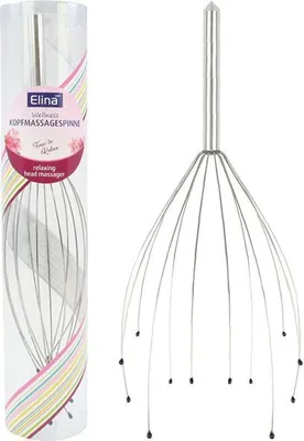 Produktbild von Massagespinne Kopfmassagespinne Metall für den Kopf 23cm m. Noppen