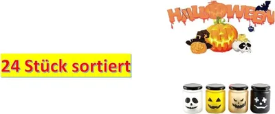 Produktbild von 24 Stück LED-Teelichter flammenlos flackernd im Glas außen geeignet für Halloween