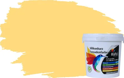 Produktbild von RyFo Colors Silikonharz Fassadenfarbe Lotuseffekt Trend Butterblume 1l - bunte Fassadenfarbe, weitere Gelb Farbtöne und Größen erhältlich, Deckkraft Klasse 1