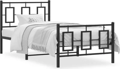 Zdjęcie produktu dla Łóżko Metalowe Czarne Rama Łóżka Ze Stelażem Sofa Do Sypialni Pokoju 90x190 cm