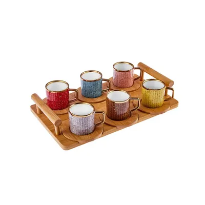 Produktbild von Karaca Bambus farbige Kaffeetasse Set, 6 Personen, 90 ml