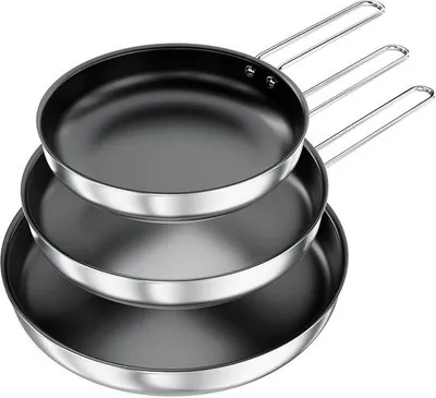Immagine prodotto di Set di pentole in acciaio inossidabile Unyqoos® composto da 3 pezzi (22/26/30 cm) con rivestimento antiaderente, costruzione a 4 strati – adatto a tutti i tipi di fornelli, utilizzabile in forno fino a 260 °C, privo di
